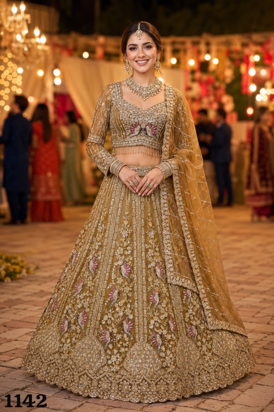  Net Beads Work Lehenga