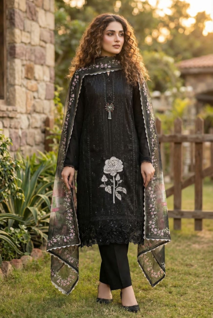Rimzim Black White Readymade Suit