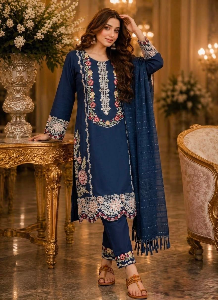 Satin Rayon Embroidery Suit Set