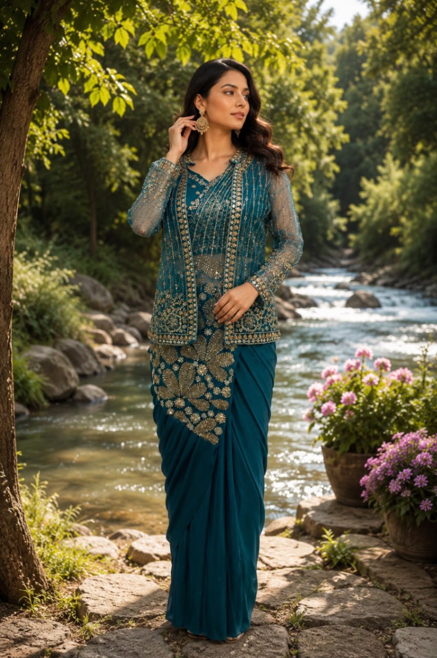 Imported Lycra Beads Work Saree
