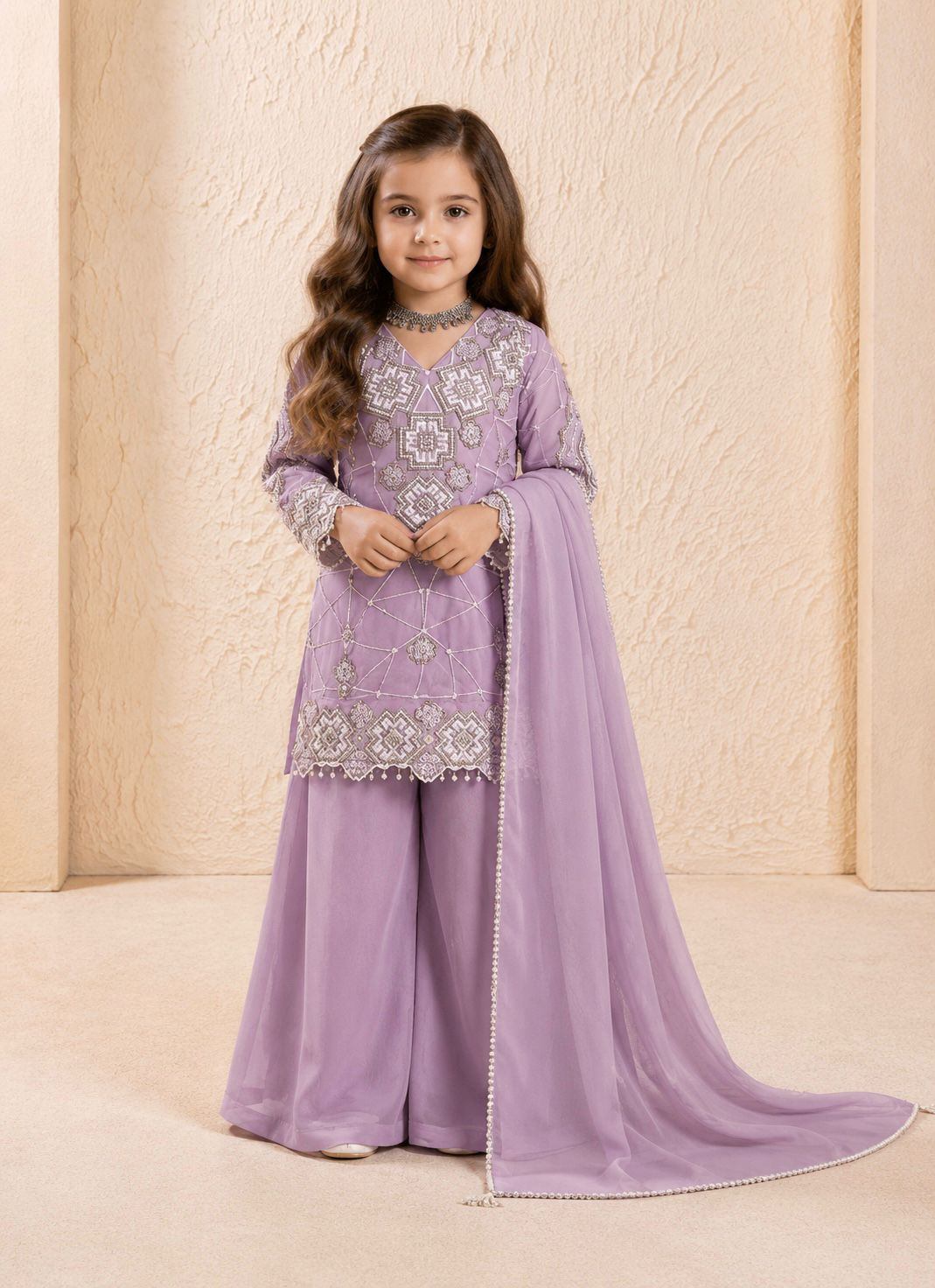 Girls Sequence Embroidery Palazzo Set