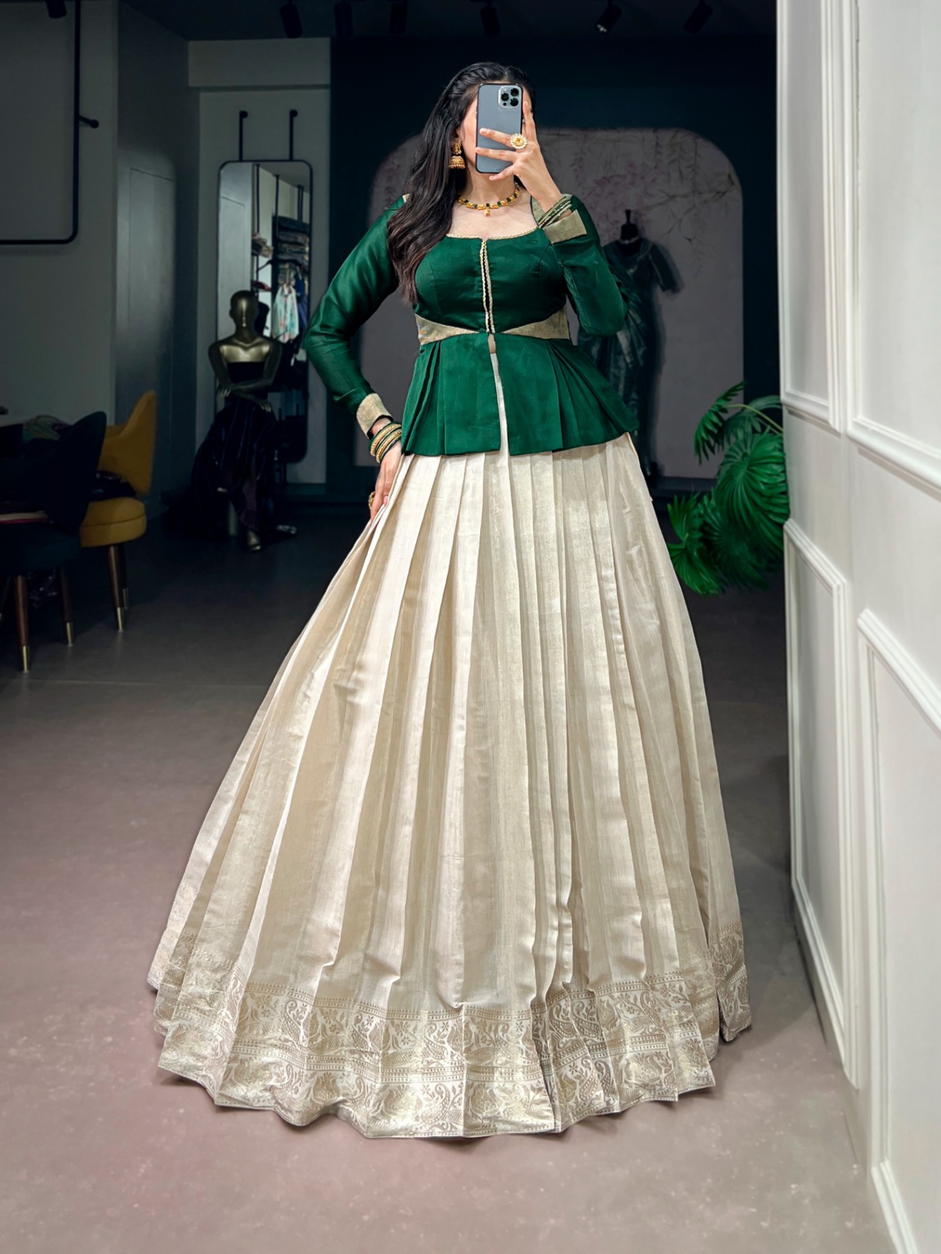 Kanchipuram Set Mundu Lehenga