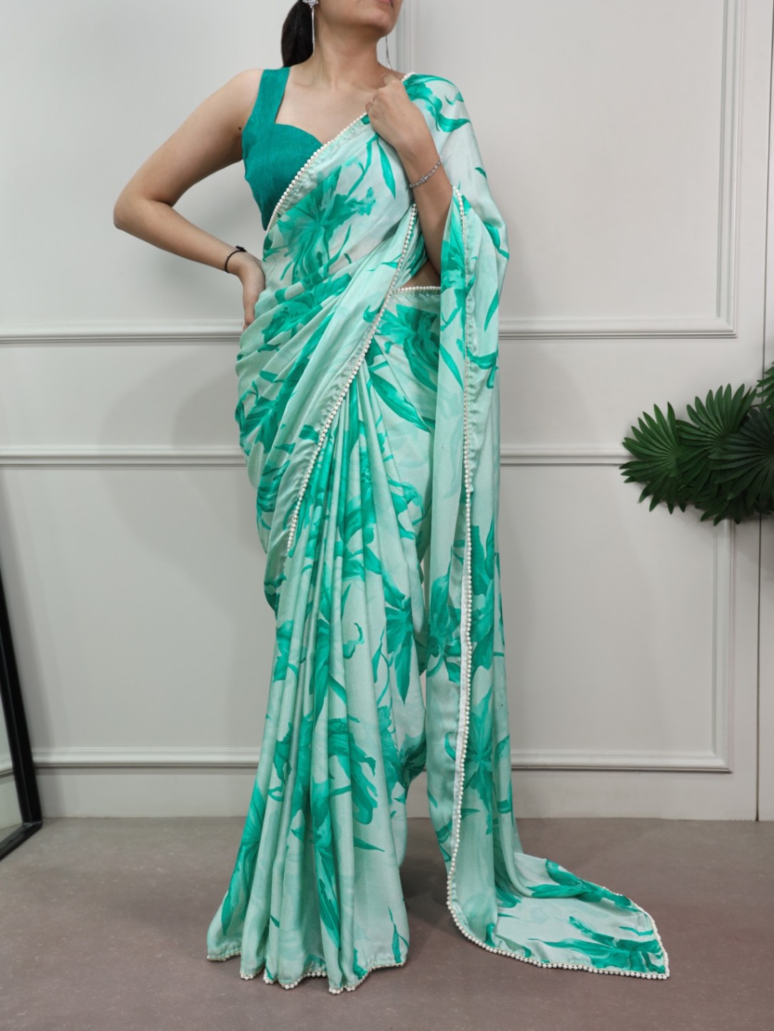 Satin Silk Pearl Saree