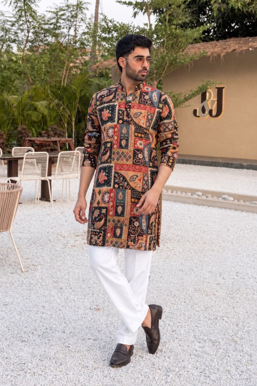 Heavy Crepe Mens Kurta Set