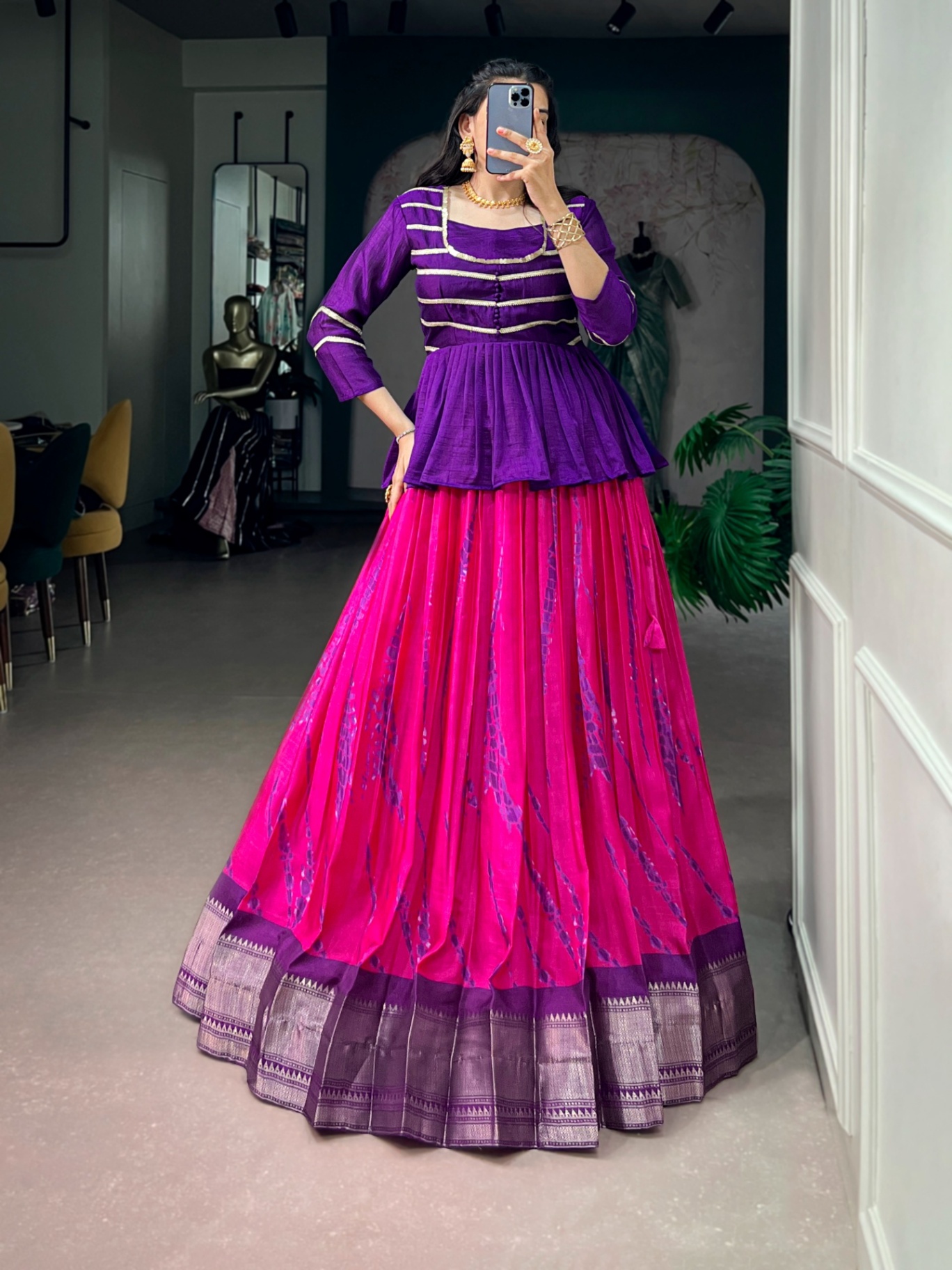 Dola Silk Shibori Lehenga