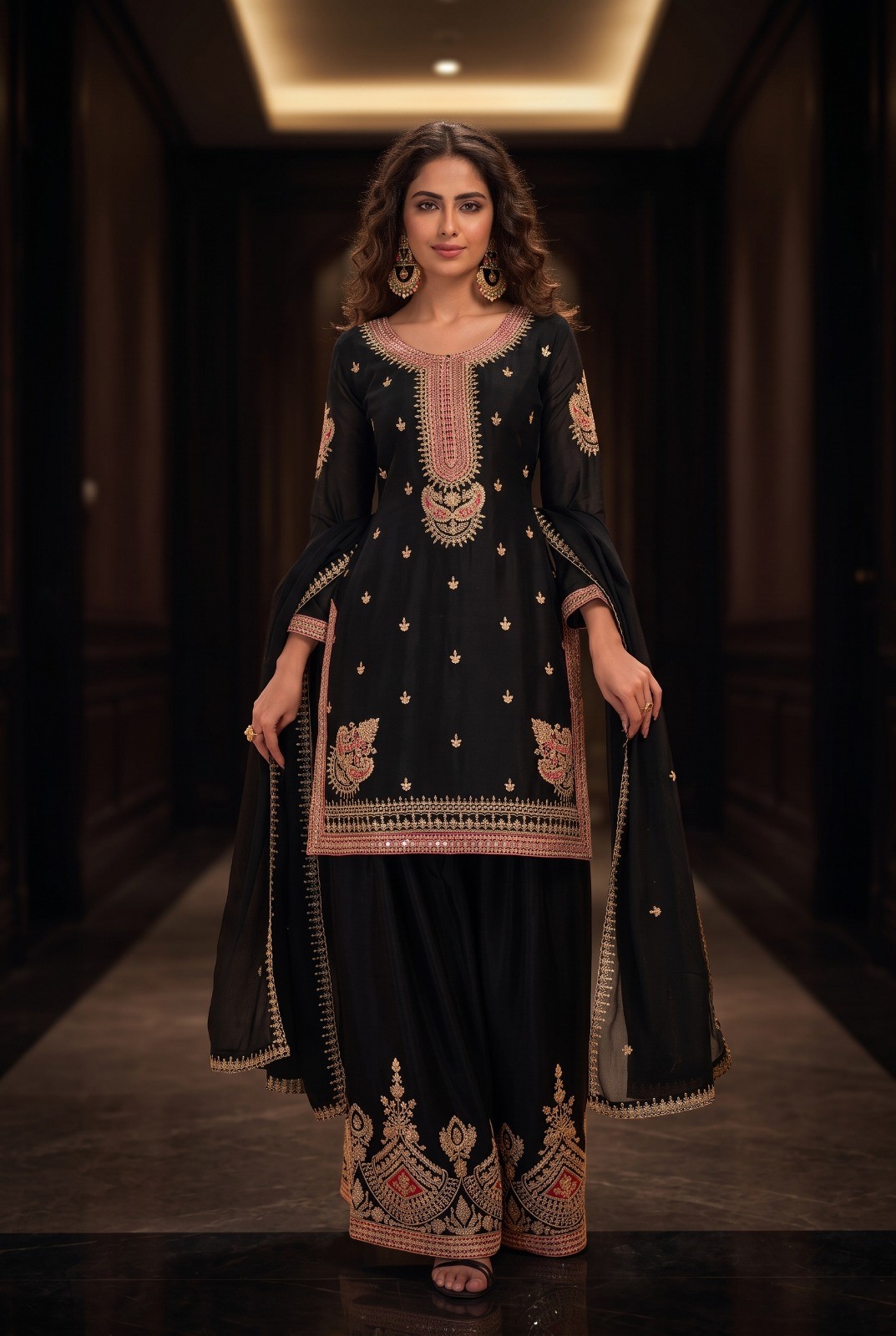 Haseen Premium Chinon Palazzo Suit